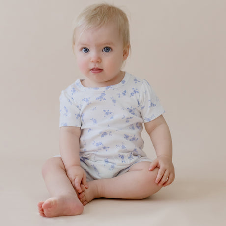 Seascape Floral Puff Sleeve Romper
