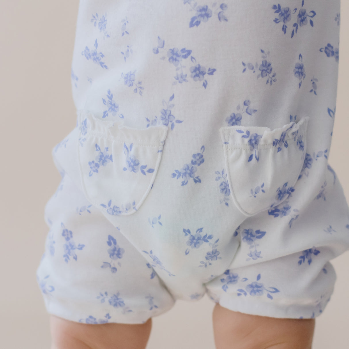 Seascape Floral Puff Sleeve Romper