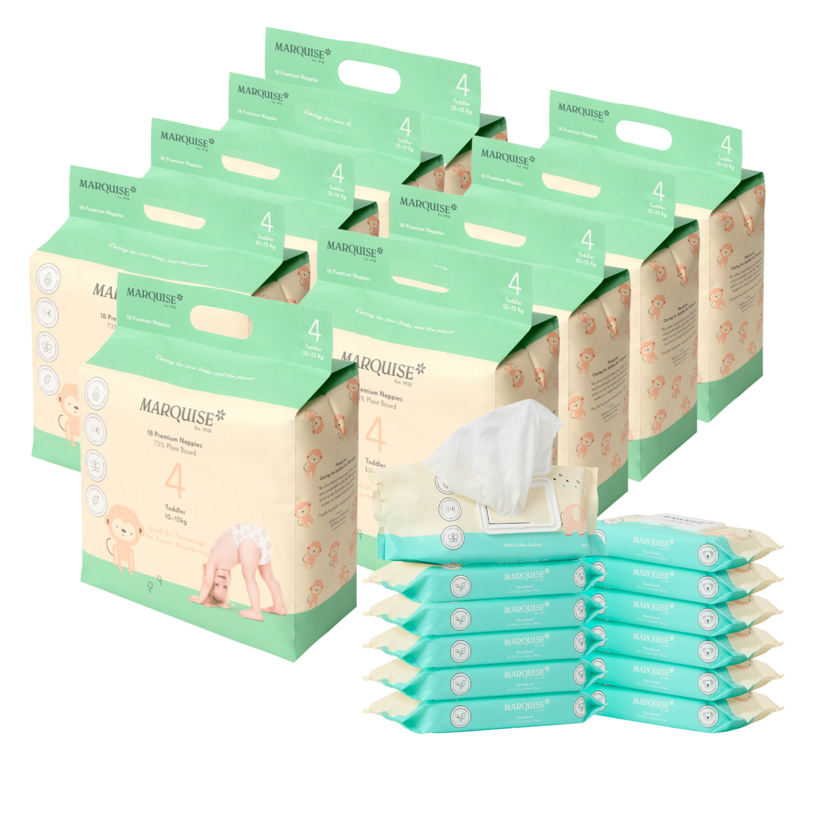 Marquise Hypoallergenic Nappies and Water Wipes Bundle Subscription