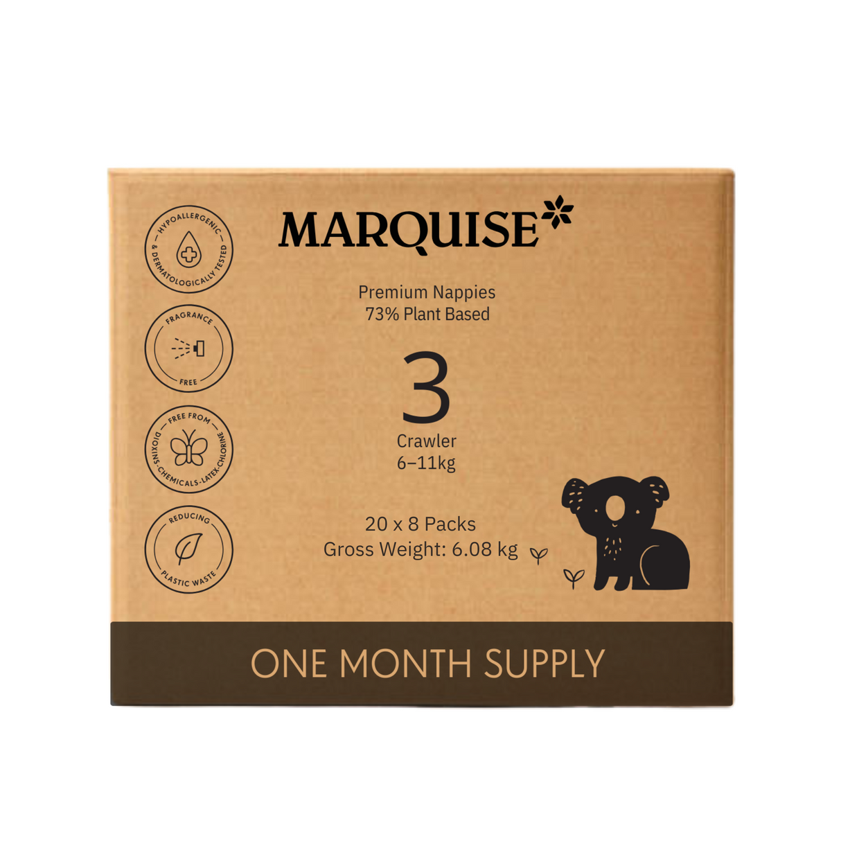 Marquise Hypoallergenic Nappies and Water Wipes Bundle