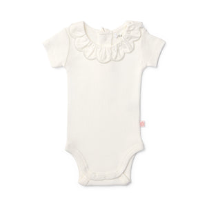 Scalloped Collar Vanilla Bodysuit