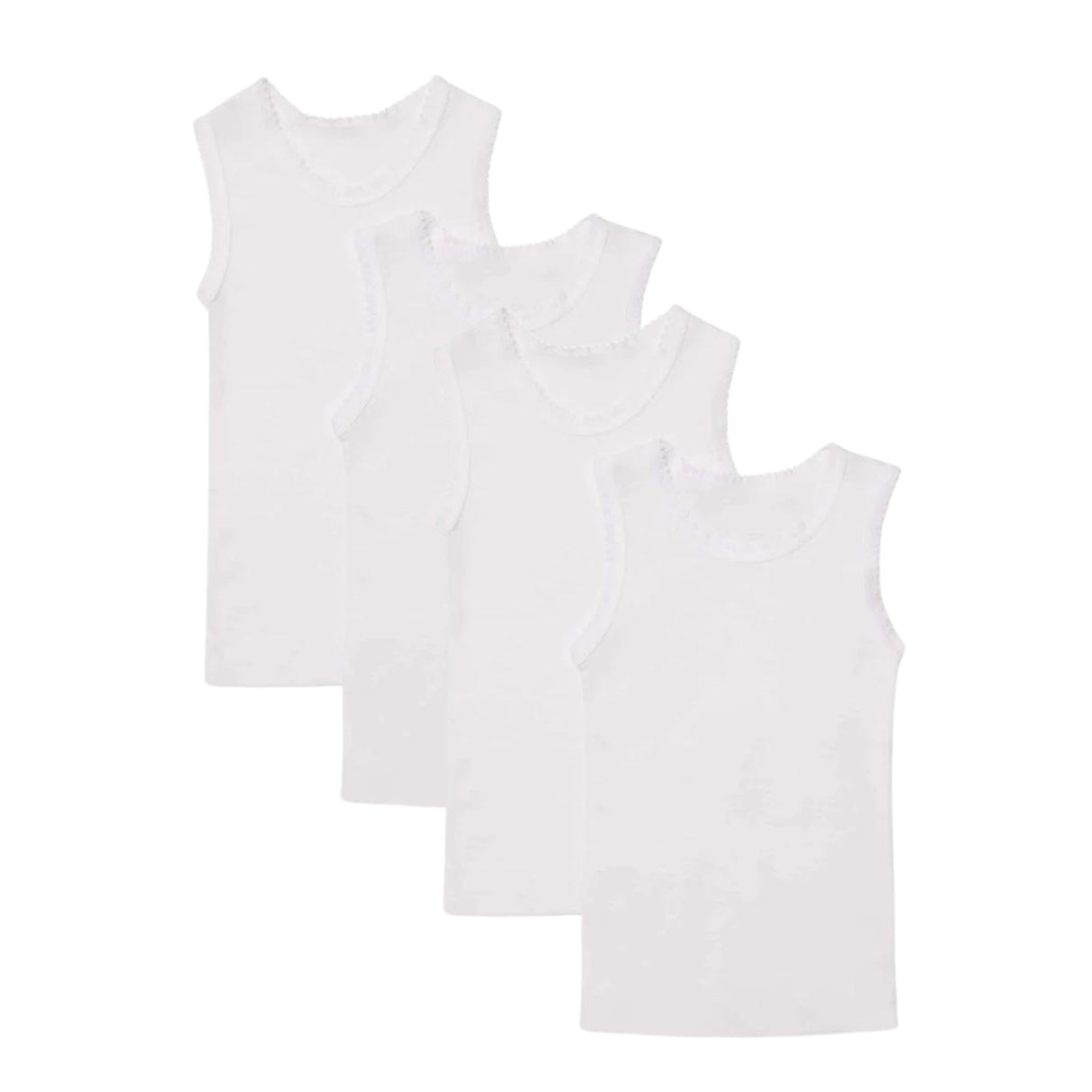 Baby Lace Trim Singlets 4 Pack
