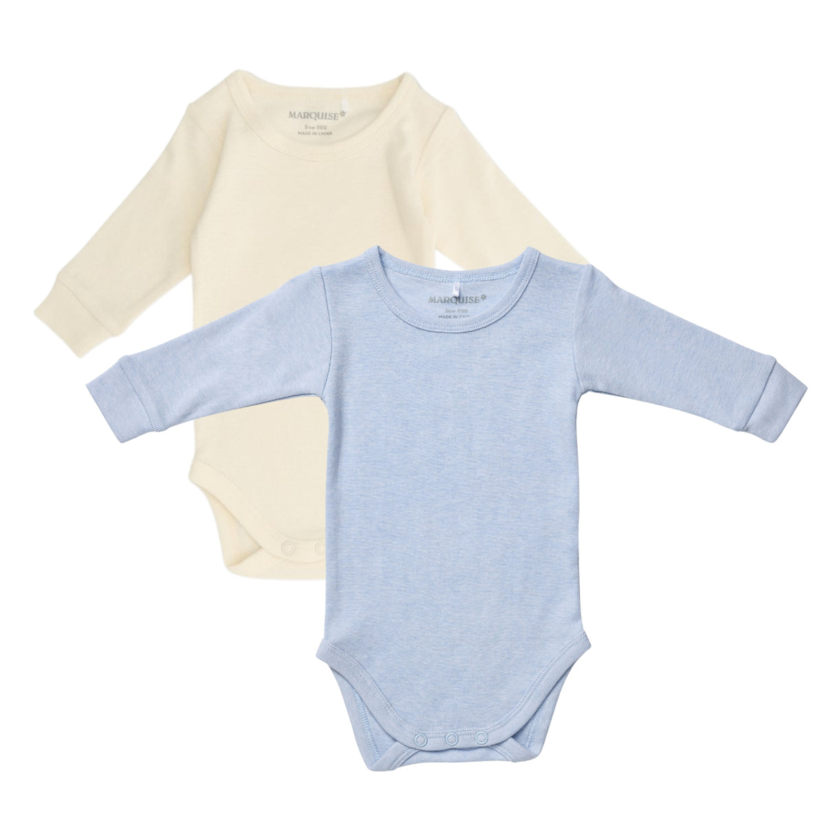 Baby Cotton Wool Cream & Blue Bodysuit 2 Pack