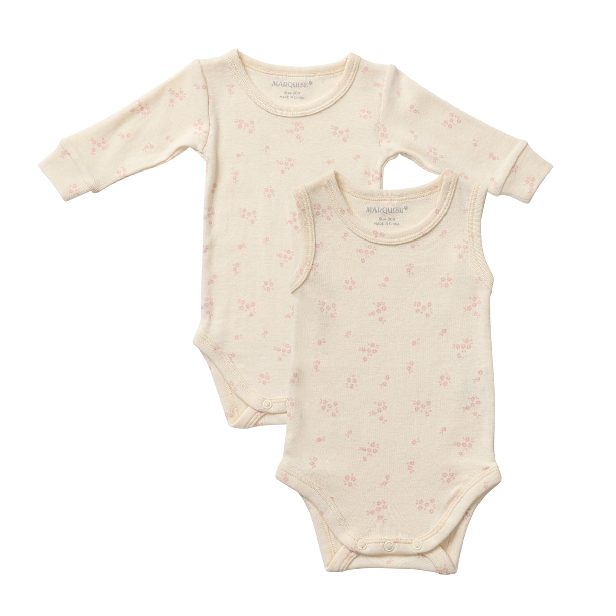 Baby Cotton Wool Cream & Floral Mixed Bodysuit 2 Pack