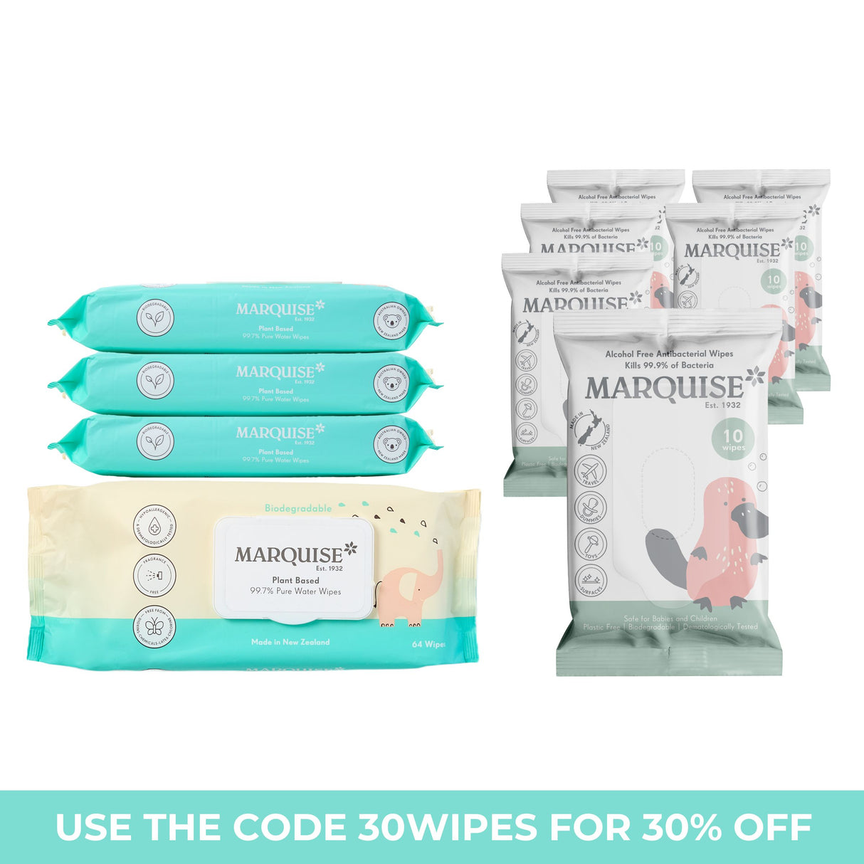 Water Wipes & Alc Free Antibacterial Wipes Bundle