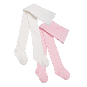 Diamond Pink and Off White Tights 2 Pack