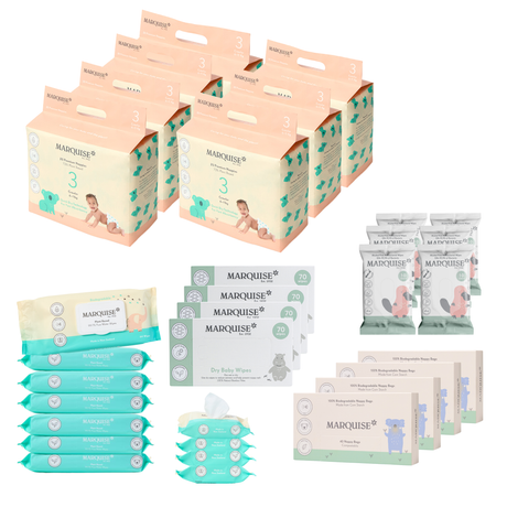 Marquise Hypoallergenic Nappies & Wipes Deluxe Bundle
