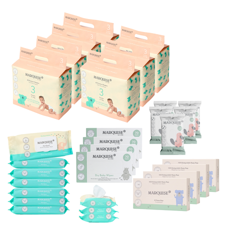 Marquise Hypoallergenic Nappies & Wipes Deluxe Bundle