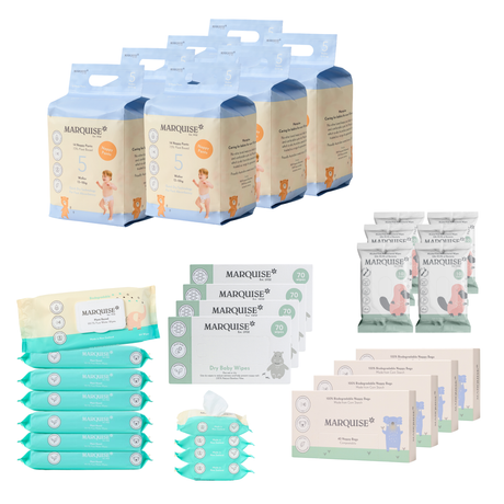 Marquise Hypoallergenic Nappies & Wipes Deluxe Bundle