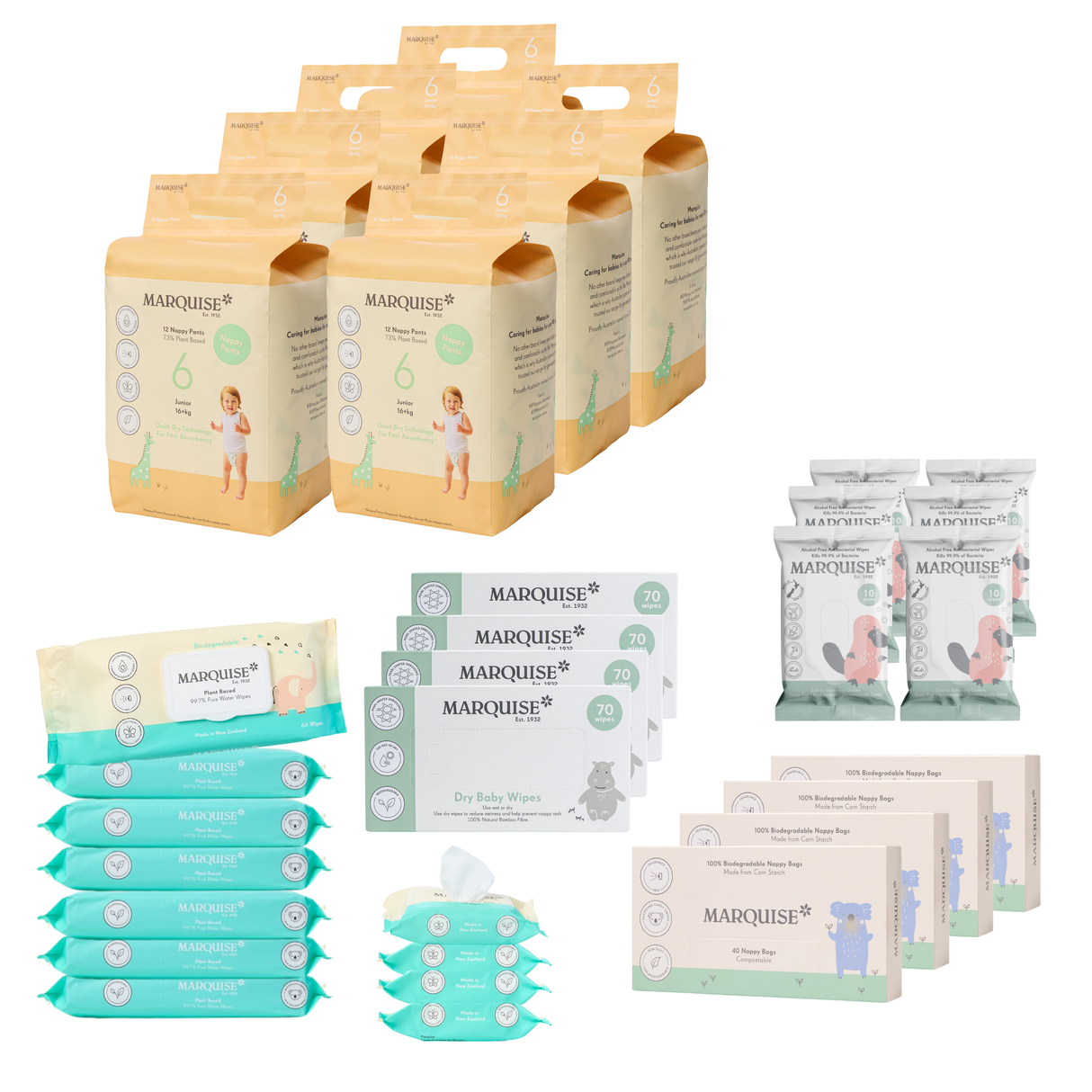 Marquise Hypoallergenic Nappies & Wipes Deluxe Bundle