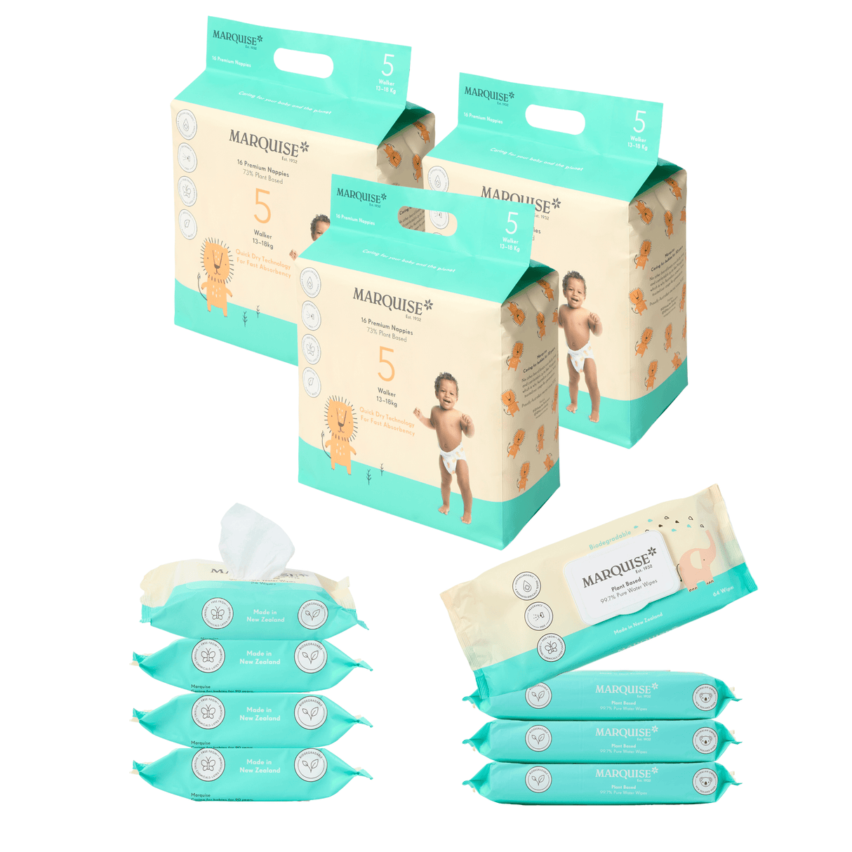 Marquise Hypoallergenic Nappies & Wipes Starter Bundle