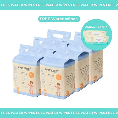 Marquise Hypoallergenic Nappies 6 packs + 2 Free Water Wipes