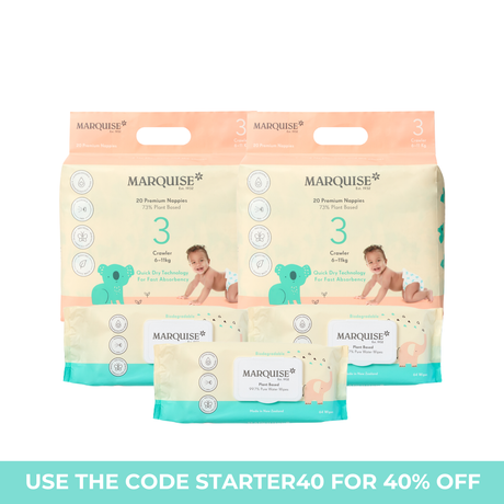 Marquise Hypoallergenic Nappies & Wipes Starter Pack