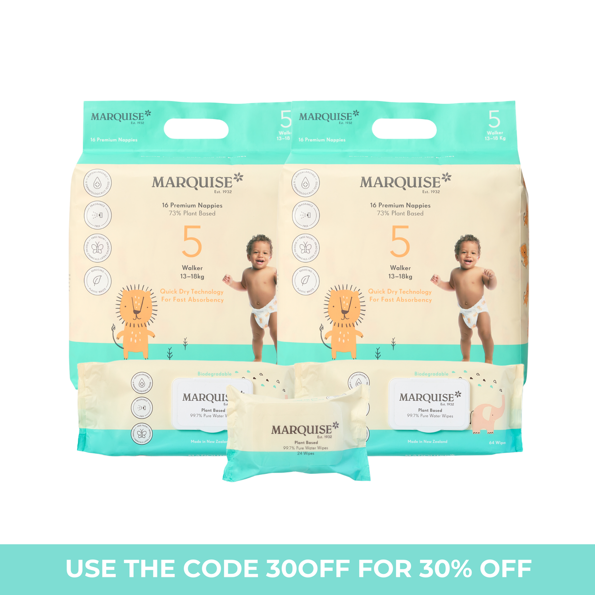 Marquise Hypoallergenic Nappies & Wipes Starter Pack