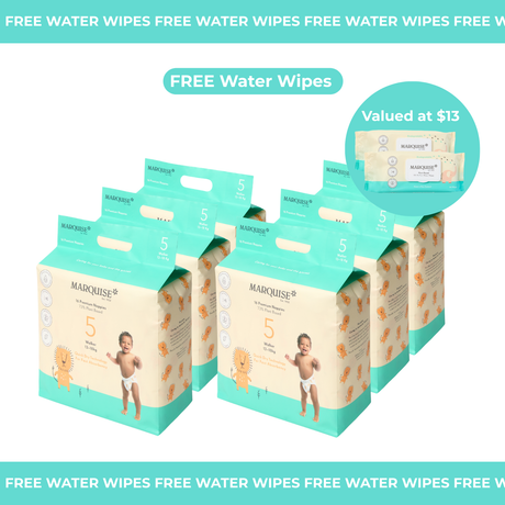 Marquise Hypoallergenic Nappies 6 packs + 2 Free Water Wipes