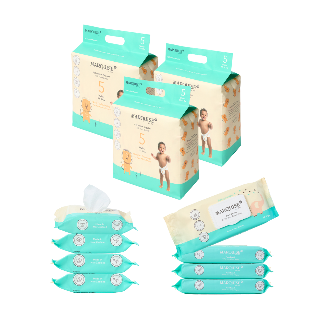Marquise Hypoallergenic Nappies & Wipes Starter Bundle
