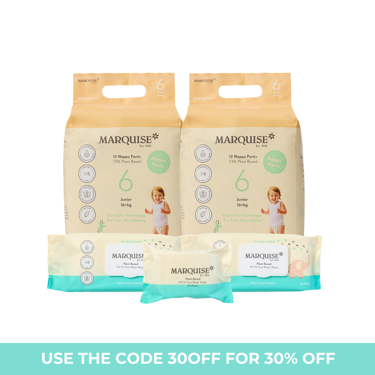 Marquise Hypoallergenic Nappies & Wipes Starter Pack