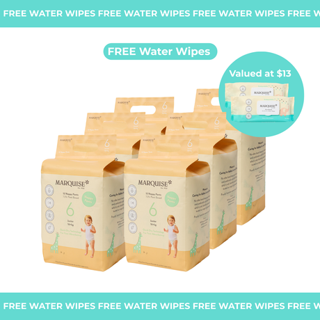 Marquise Hypoallergenic Nappies 6 packs + 2 Free Water Wipes