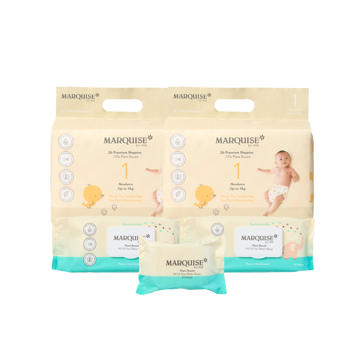 Marquise Hypoallergenic Nappies & Wipes Starter Pack