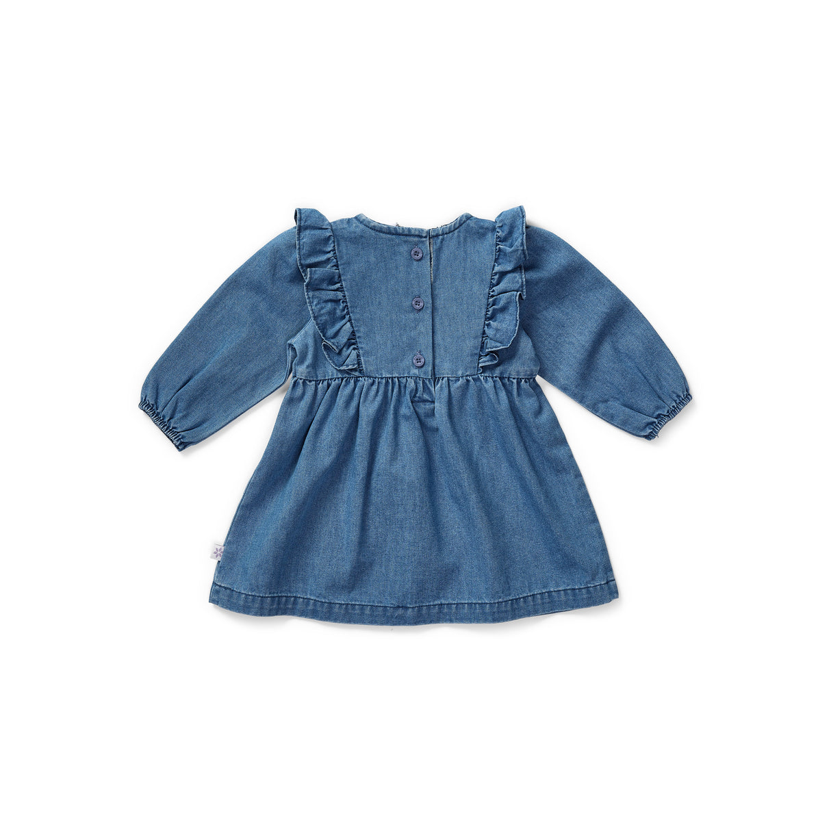 Floral Embroidered Chambray Dress