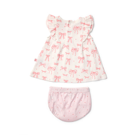 Little Bows Frill Sleeve Top & Bloomer Set