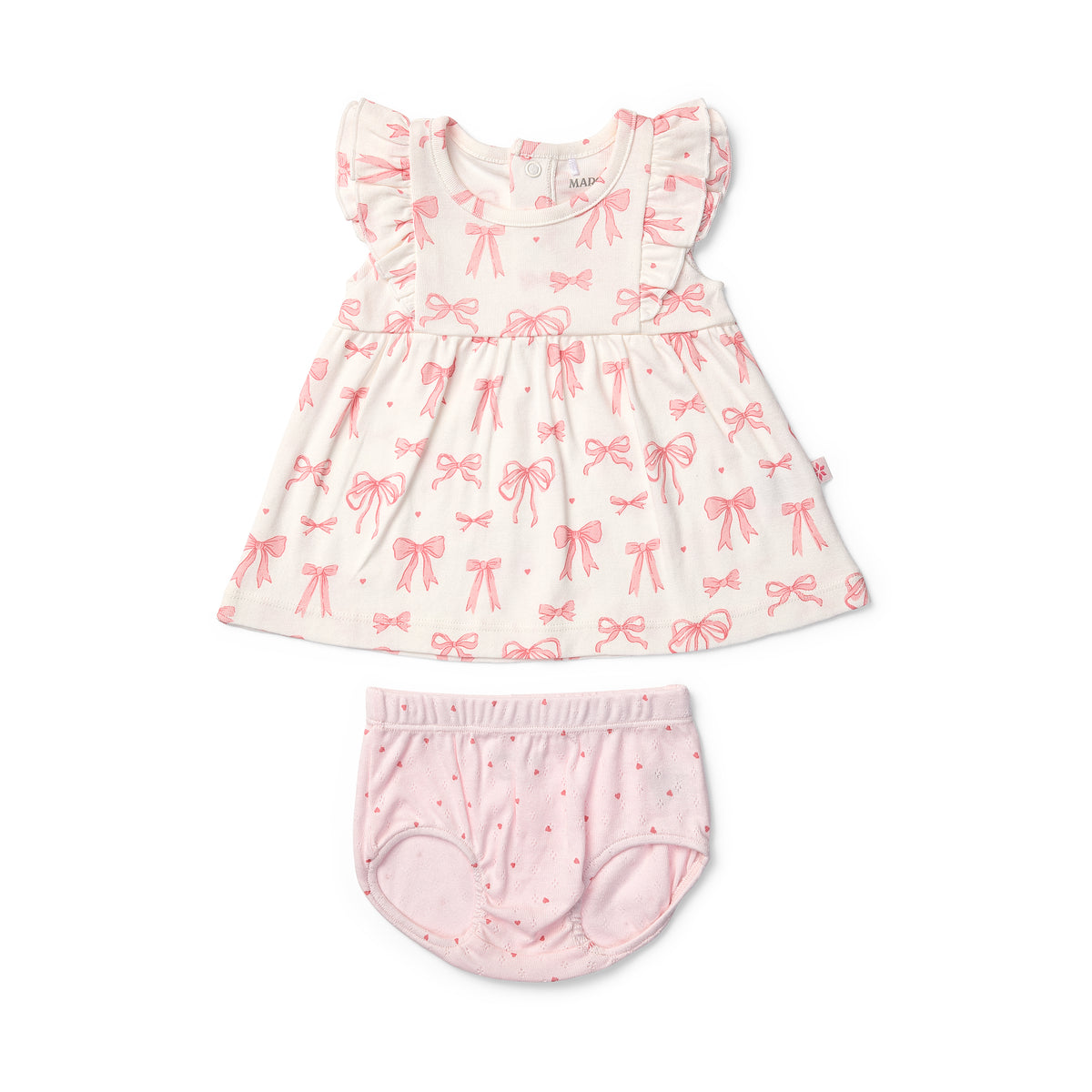 Little Bows Frill Sleeve Top & Bloomer Set