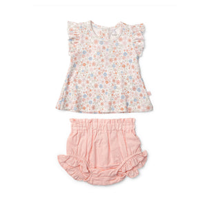 Summer Petals Frill Sleeve Top & Woven Bloomer Set