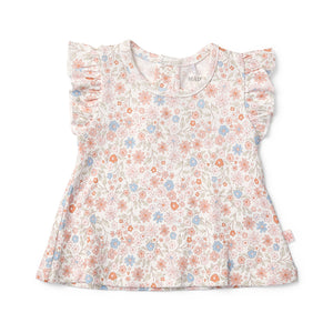 Summer Petals Frill Sleeve Top & Woven Bloomer Set
