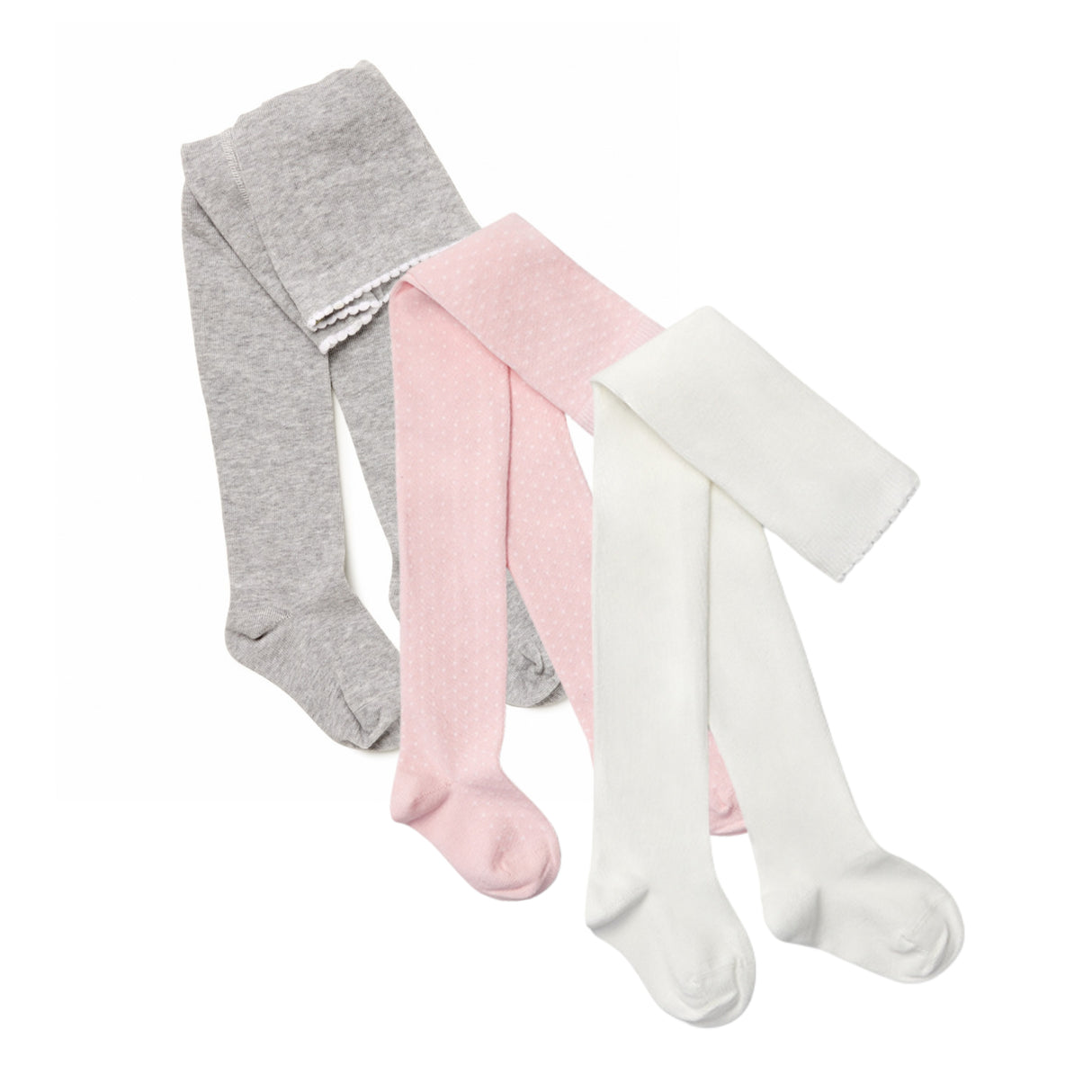 Grey, Pink Spot and Cream Tights 3 Pack