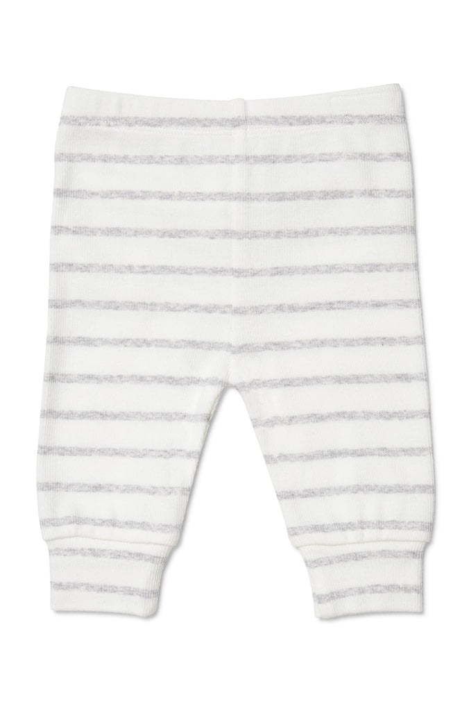 Grey Stripe Footless Rib Pants