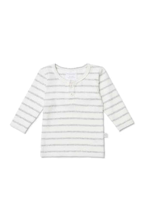 Grey Stripe Long Sleeved Rib Top