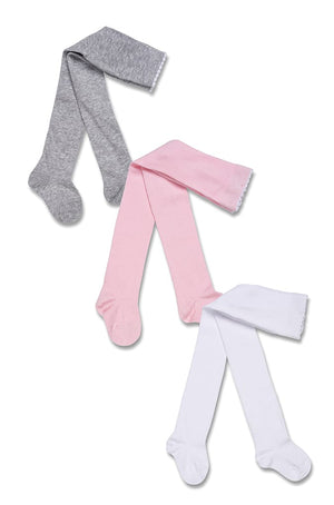 Grey, Pink and White Tights 3 Pack