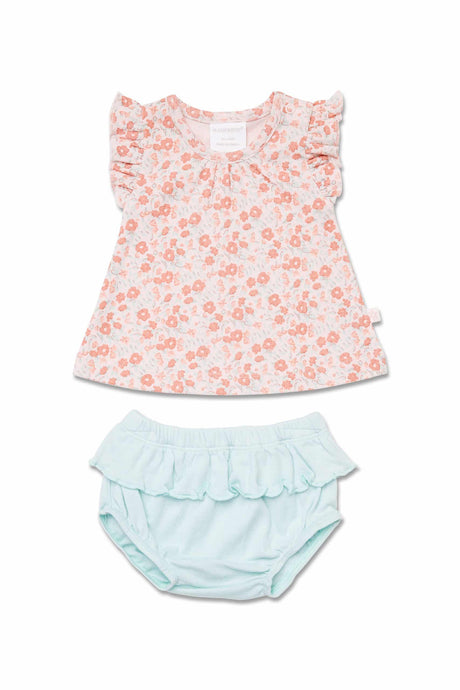 Marquise Floral Frill Top and Nappy Pant Set