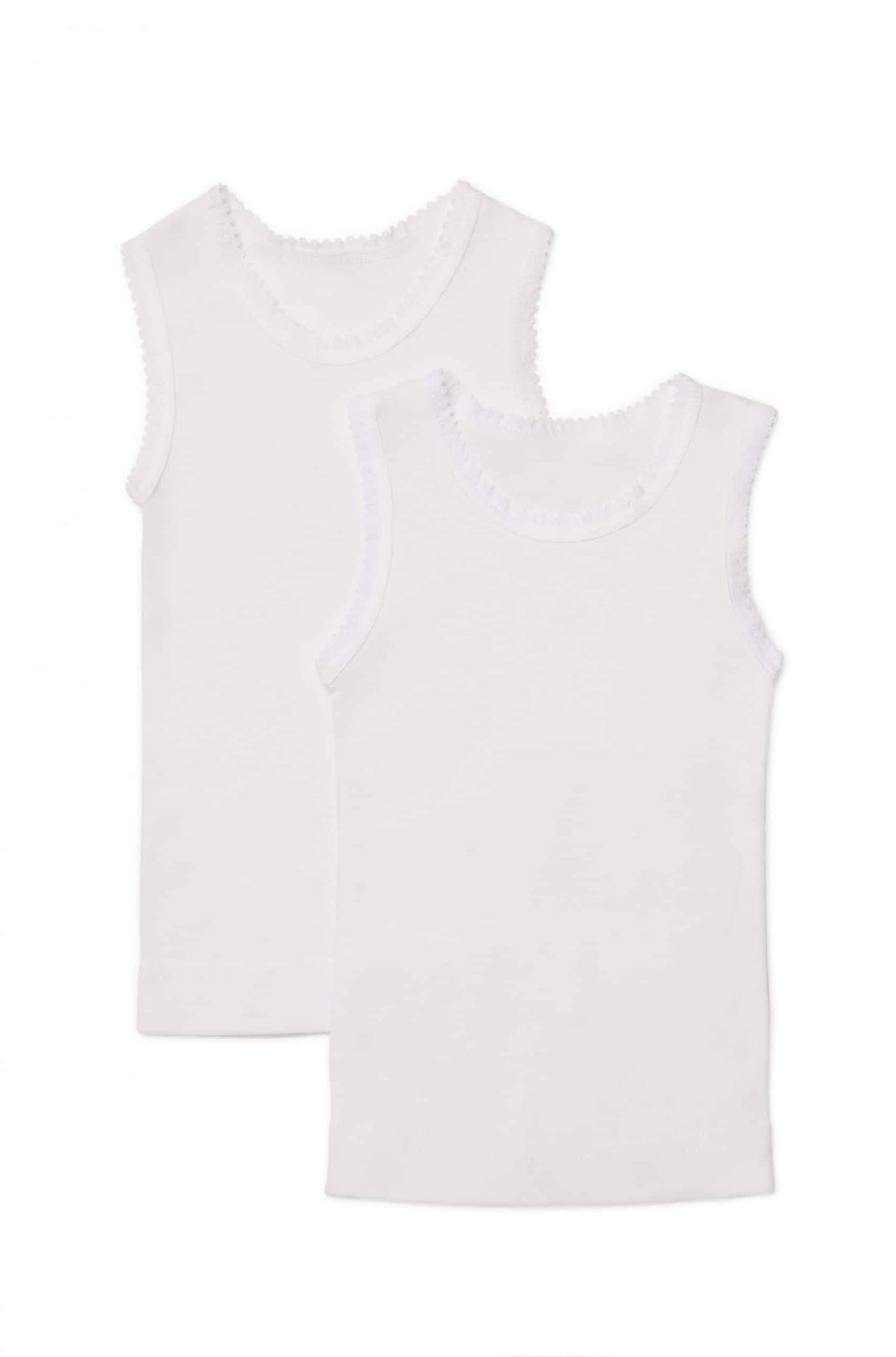 Baby Lace Trim Singlets 2 Pack