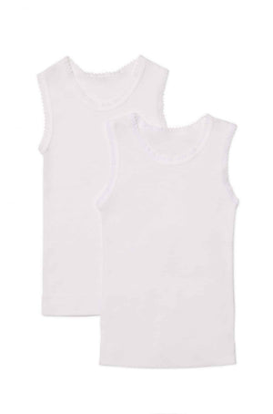 Baby Lace Trim Singlets 2 Pack