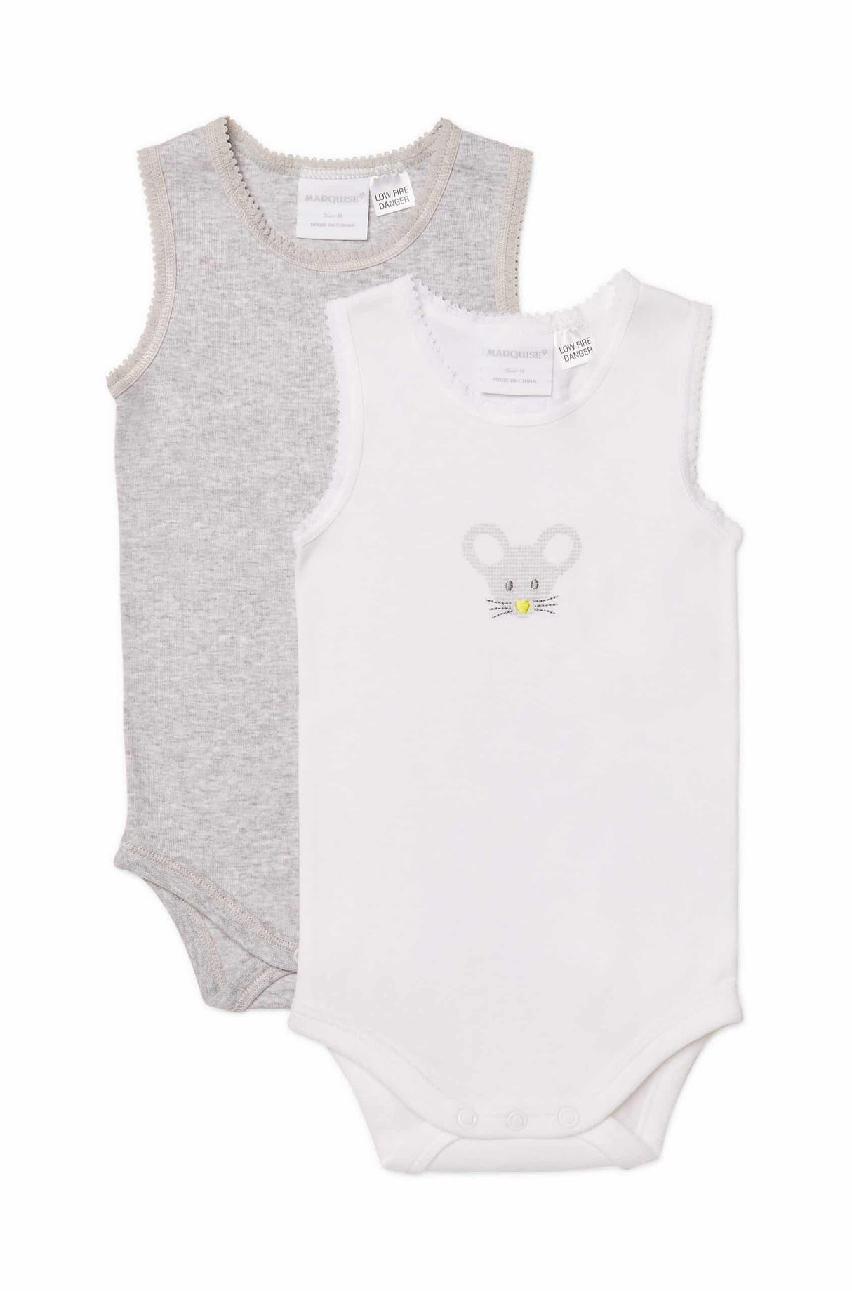 White and grey singlets