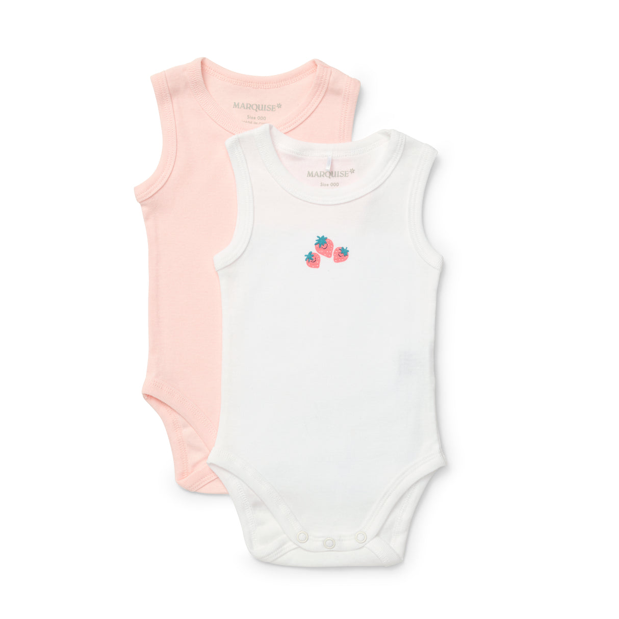 Newborn Essentials Strawberries Sleeveless Bodysuit 2 Pack