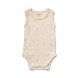 Baby Cotton Wool Floral Print Sleeveless Bodysuit