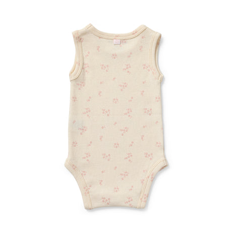 Baby Cotton Wool Floral Print Sleeveless Bodysuit