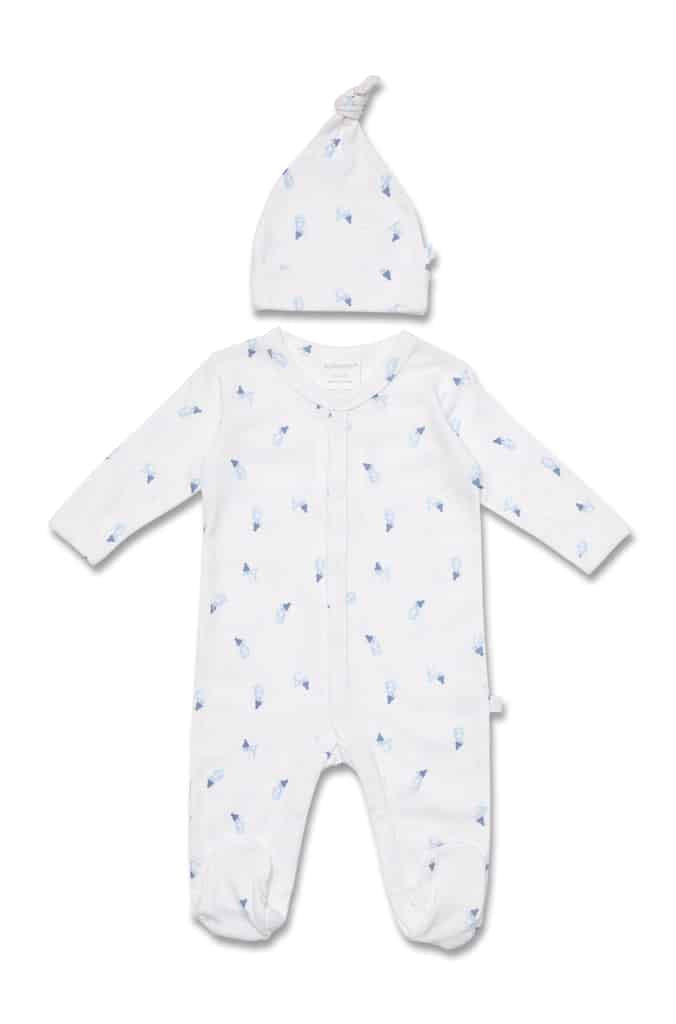 Boys Blue Puffin Beanie and Studsuit Pack