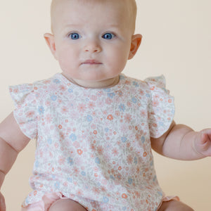 Summer Petals Frill Sleeve Top & Woven Bloomer Set