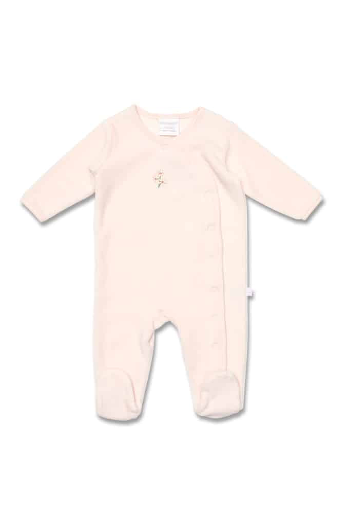 Girls Pink Newborn Velour Studsuit