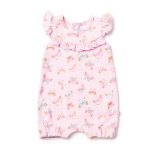 Pink Butterfly Frill Romper