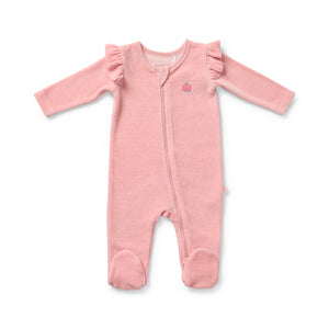 Frill & Ladybug Embroidery Velour Zipsuit