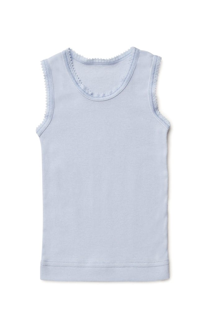 Baby Boy Singlet Lace Trim Blue