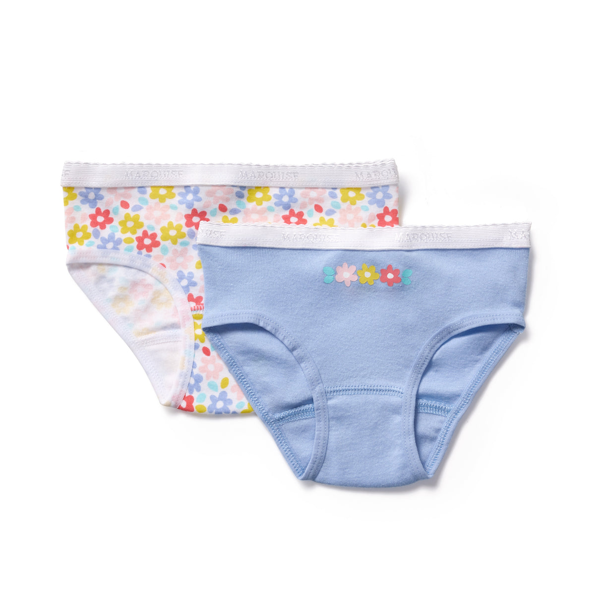 Girls Blue Floral Underwear 2 Pack