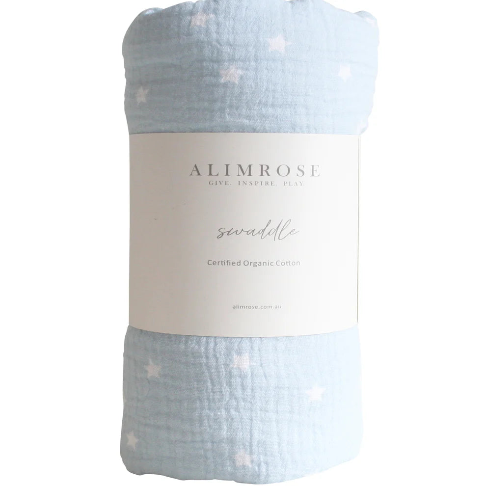 Alimrose Muslin Swaddle Starry Night - Baby Blue