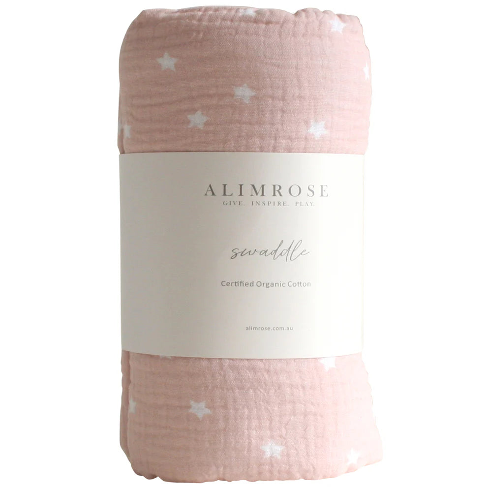 Alimrose Muslin Swaddle Starry Night - Pink
