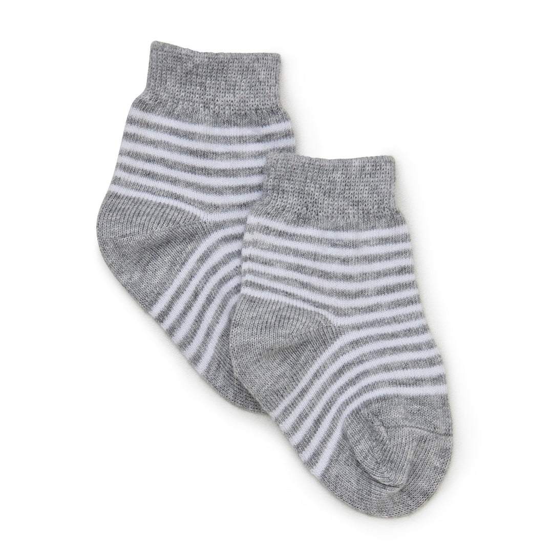 Grey and White Stripe Knitted Socks 2 Pack