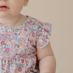 Field of Berries Flutter Sleeve Bodysuit Dress